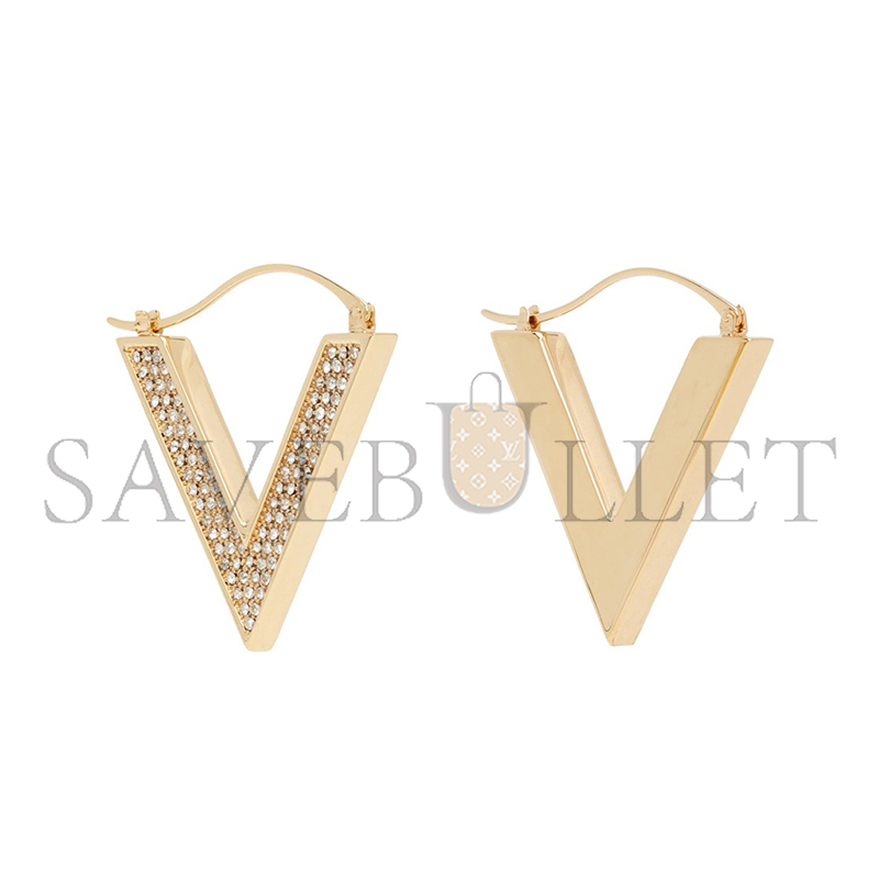 VALENTINO GARAVANI GOLD V DETAIL EARRINGS 